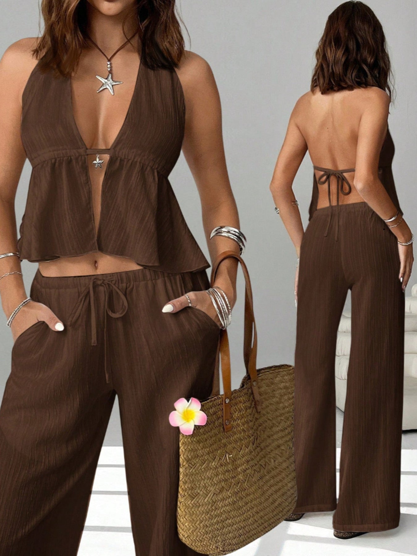 Halter Neck Cami and Pants Set 