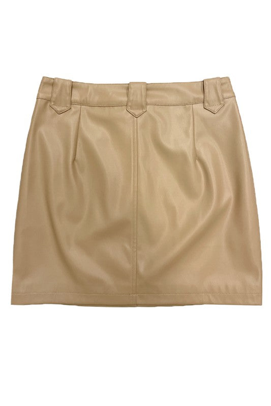 Western contrast pleather mini skirt 