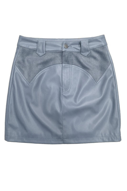 Western contrast pleather mini skirt 