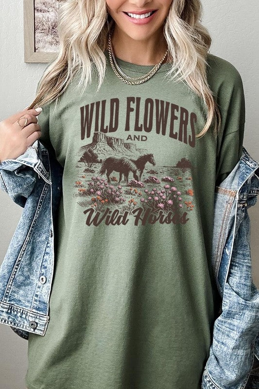 Wildflowers Wild Horses Graphic Plus Tee Color Bear