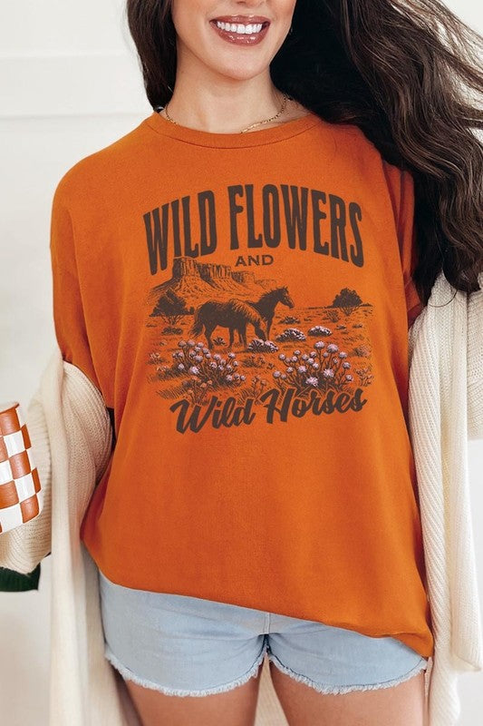 Wildflowers Wild Horses Graphic Plus Tee Color Bear