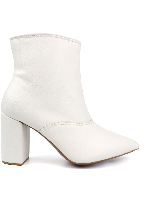 Pointed Toe Bootie with a Block Heel Miami Shoe Wholesale