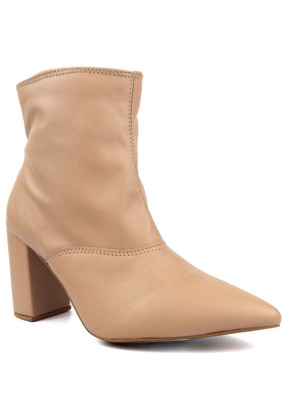 Pointed Toe Bootie with a Block Heel Miami Shoe Wholesale
