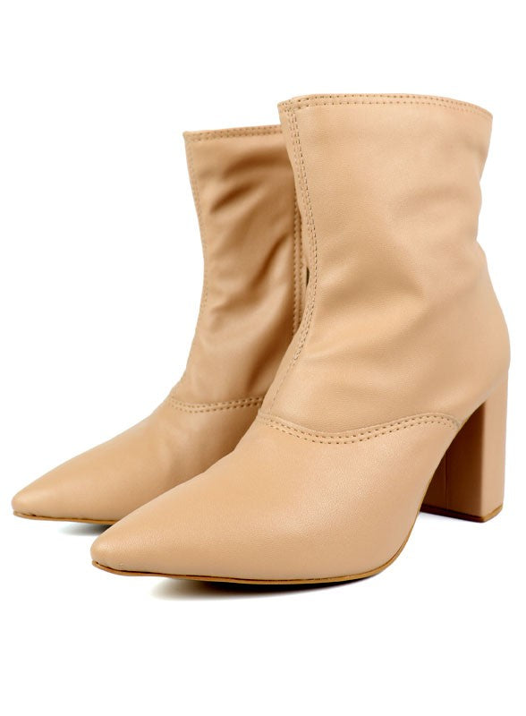 Pointed Toe Bootie with a Block Heel Miami Shoe Wholesale