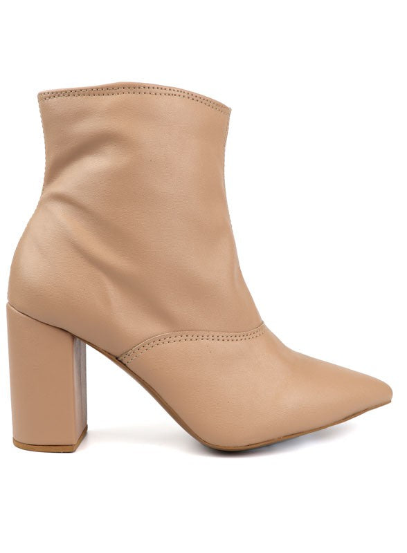 Pointed Toe Bootie with a Block Heel Miami Shoe Wholesale