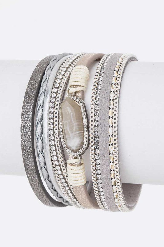 Genuine Stone Mix Media Magnetic Cuff 