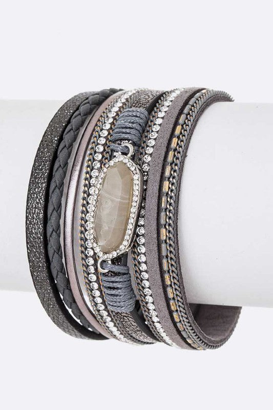 Genuine Stone Mix Media Magnetic Cuff 