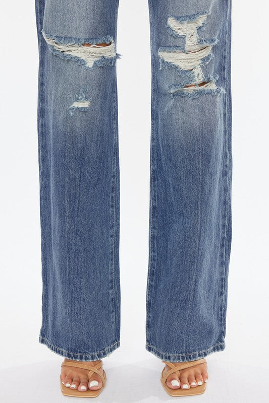 Ultra High-Rise Distressed 90s Flare Kan Can USA