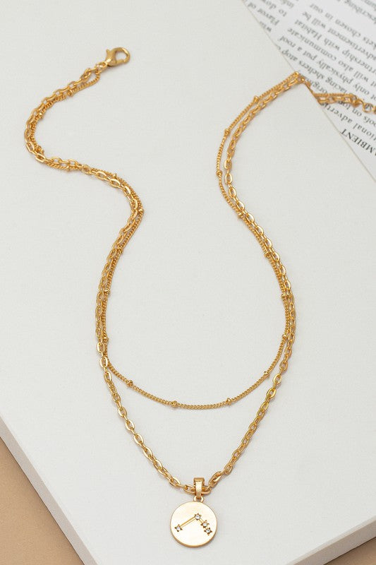 zodiac sign pendant necklace with rhinestones 