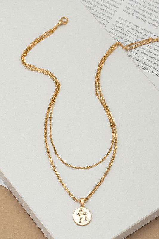 zodiac sign pendant necklace with rhinestones 