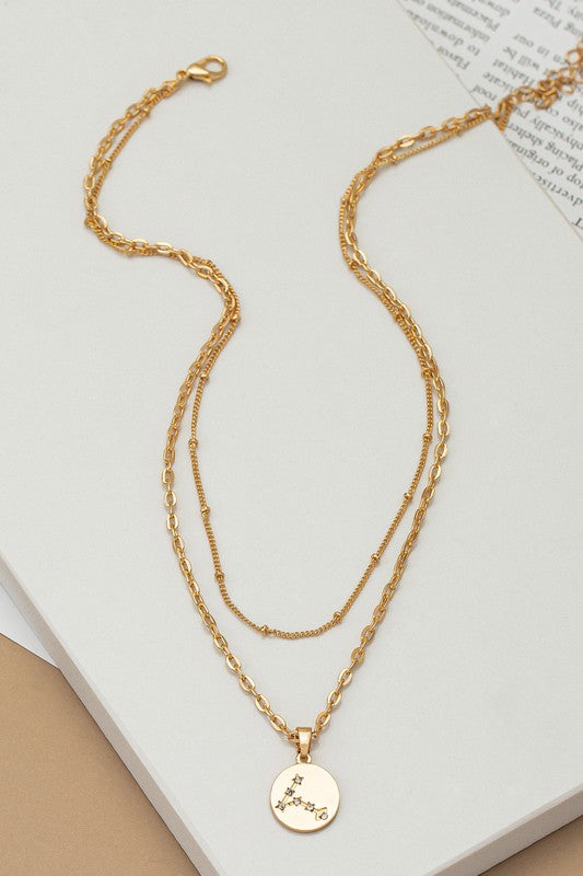 zodiac sign pendant necklace with rhinestones 