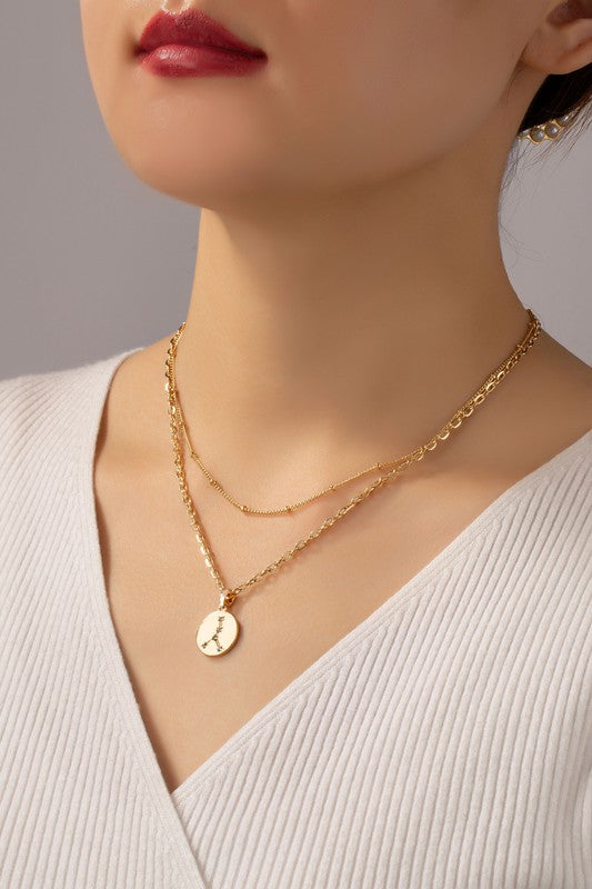 zodiac sign pendant necklace with rhinestones 