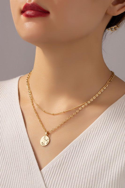 zodiac sign pendant necklace with rhinestones 