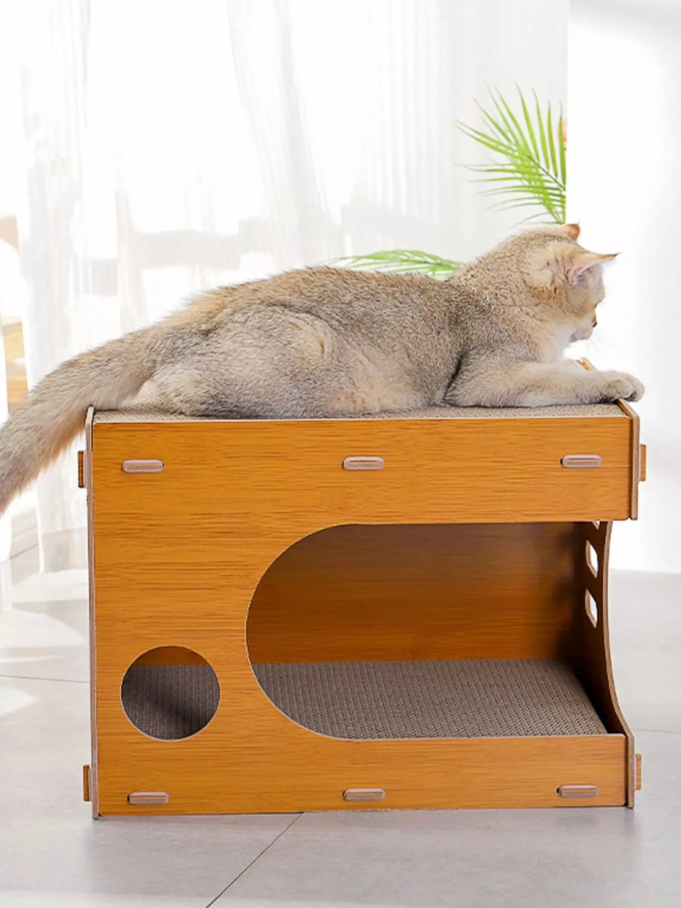 Wooden Corrugated Paper Cat House Trendsi