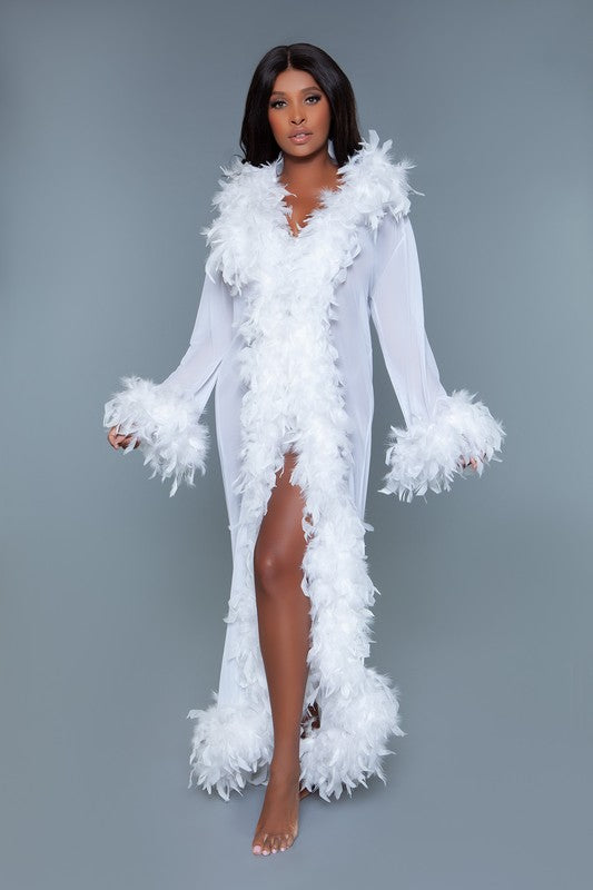 Glamour Boa Feather Trim Robe BE WICKED