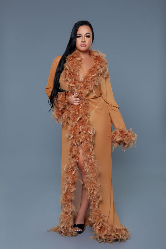 Glamour Boa Feather Trim Robe BE WICKED