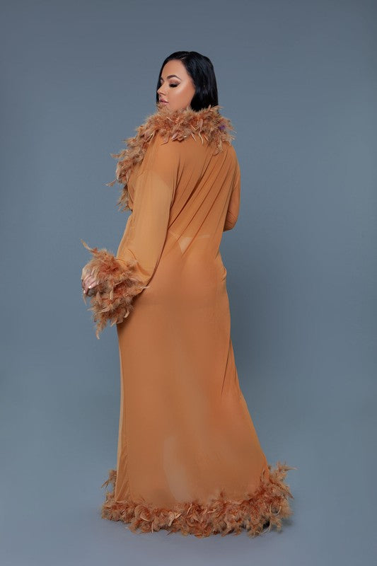 Glamour Boa Feather Trim Robe BE WICKED