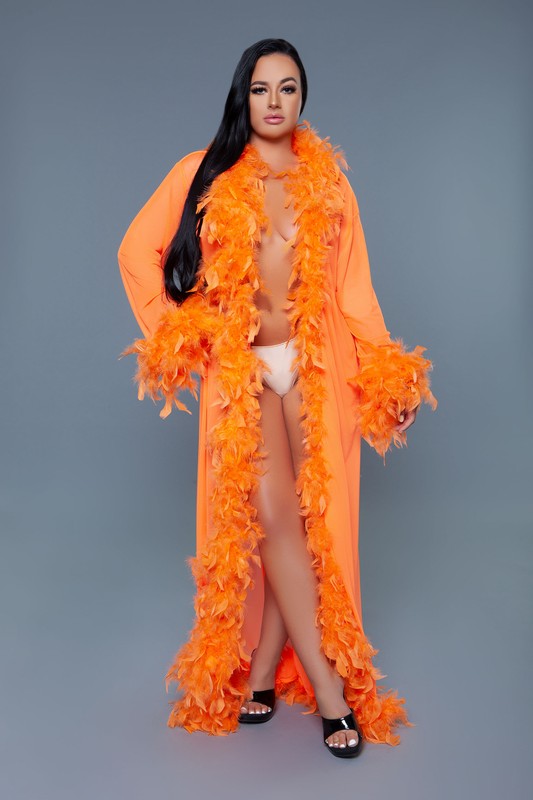 Glamour Boa Feather Trim Robe BE WICKED