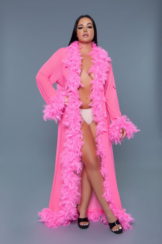 Glamour Boa Feather Trim Robe BE WICKED