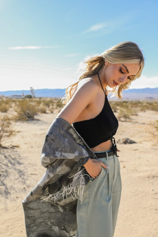 Lace-Up Halter Knit Bralette Leto Accessories