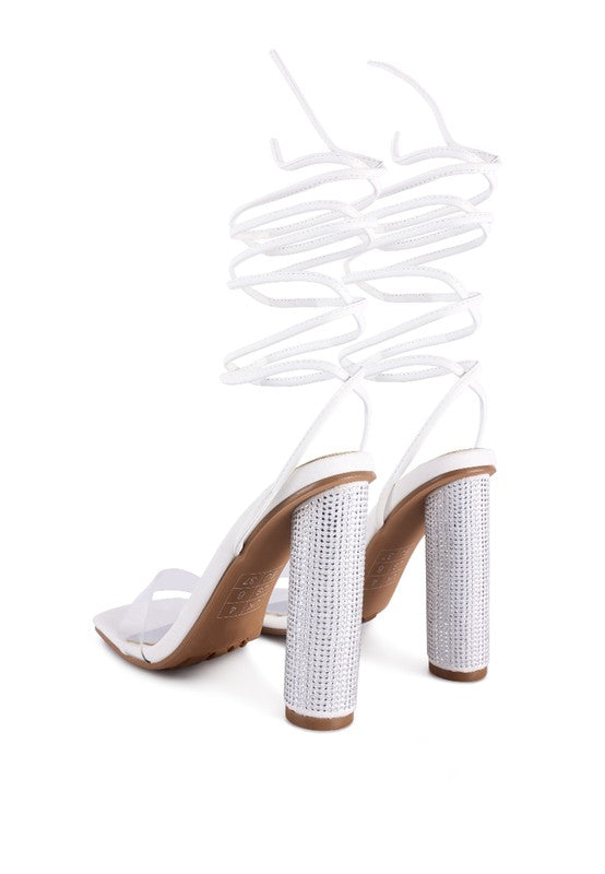 SCANSTA LACE UP DIAMANTE HIGH HEEL SANDAL Rag Company