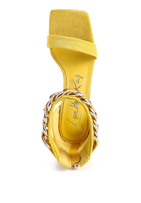 LAST SIP HEELED FAUX SUEDE CHAIN STRAP SANDAL Rag Company