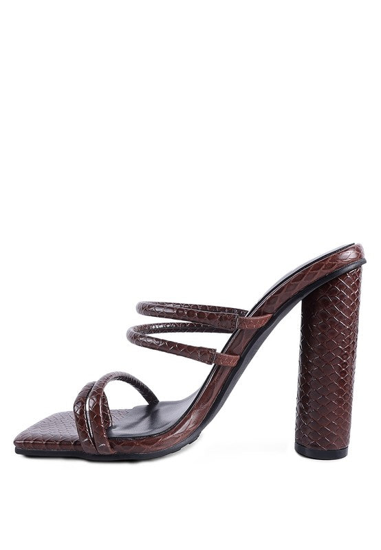 DANDELION HIGH BLOCK HEELED CROC SANDALS Rag Company