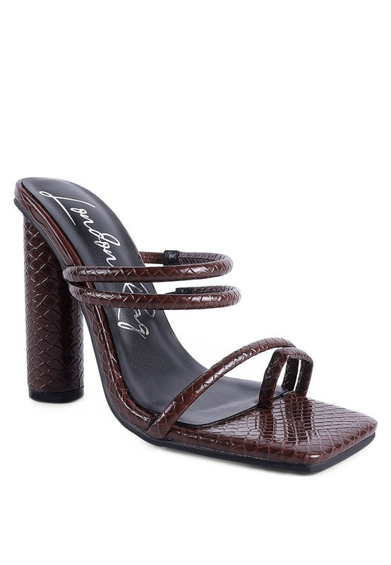 DANDELION HIGH BLOCK HEELED CROC SANDALS Rag Company
