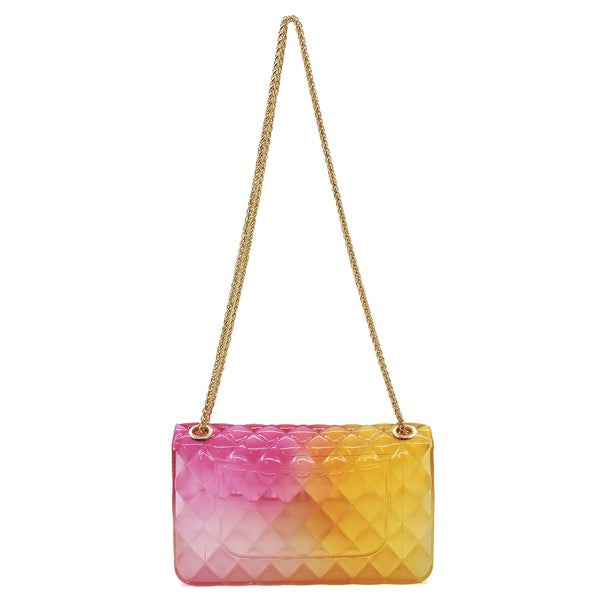 Quilt Embossed Multi Color Jelly Shoulder Bag Fashion World