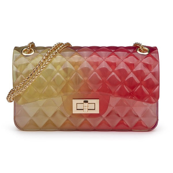 Quilt Embossed Multi Color Jelly Shoulder Bag Fashion World