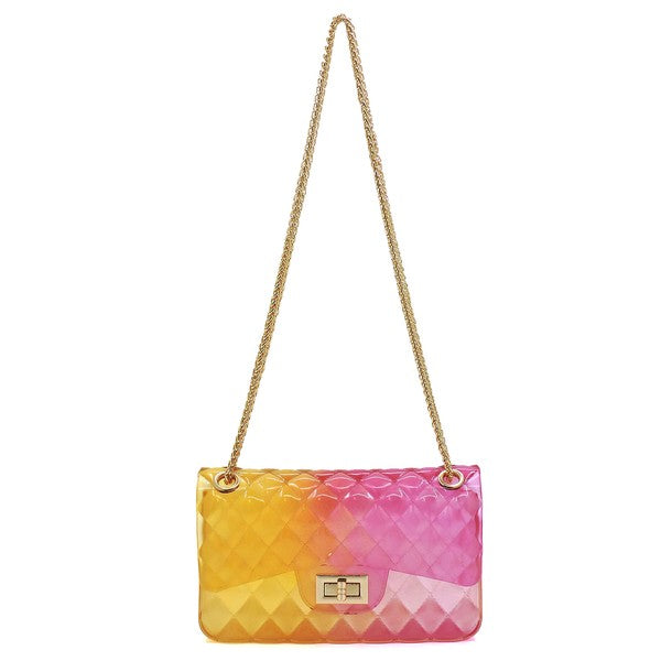 Quilt Embossed Multi Color Jelly Shoulder Bag Fashion World