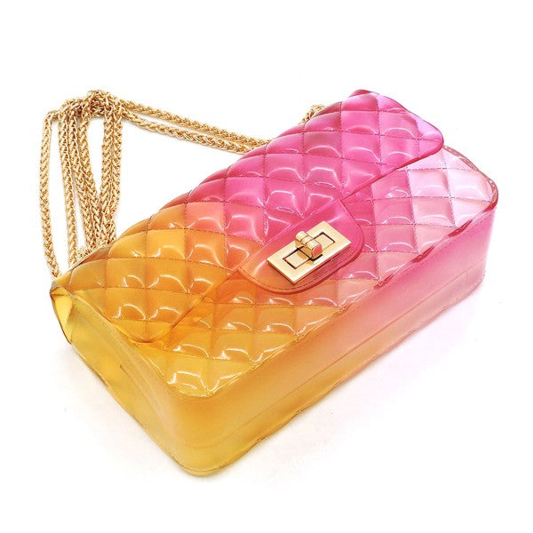 Quilt Embossed Multi Color Jelly Shoulder Bag Fashion World