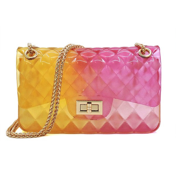 Quilt Embossed Multi Color Jelly Shoulder Bag Fashion World