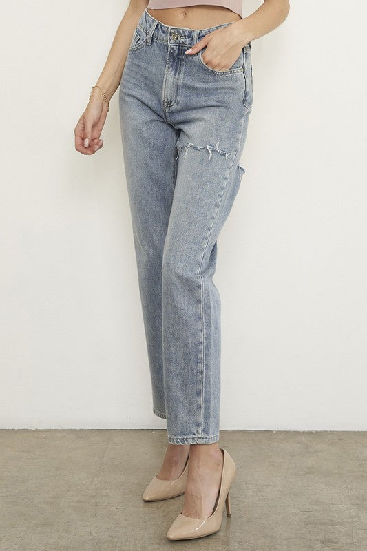 High Waist Straight Jeans Denim Lab USA