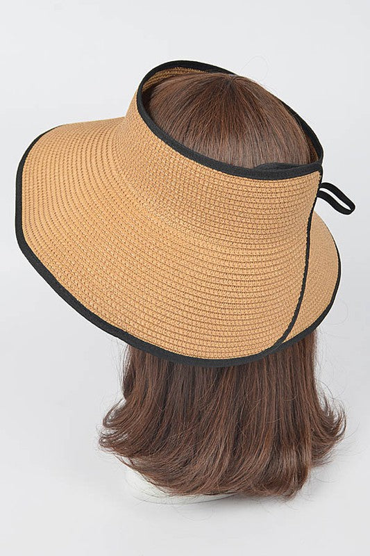 Roll Up Straw Visor Sun Hat Artini Accessories