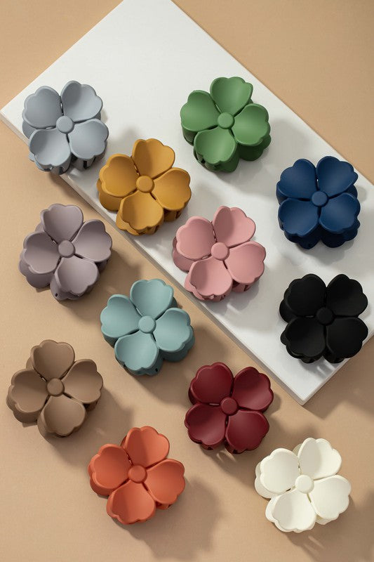 Matte Color Coated Flower Hair Claw Clip LA3accessories