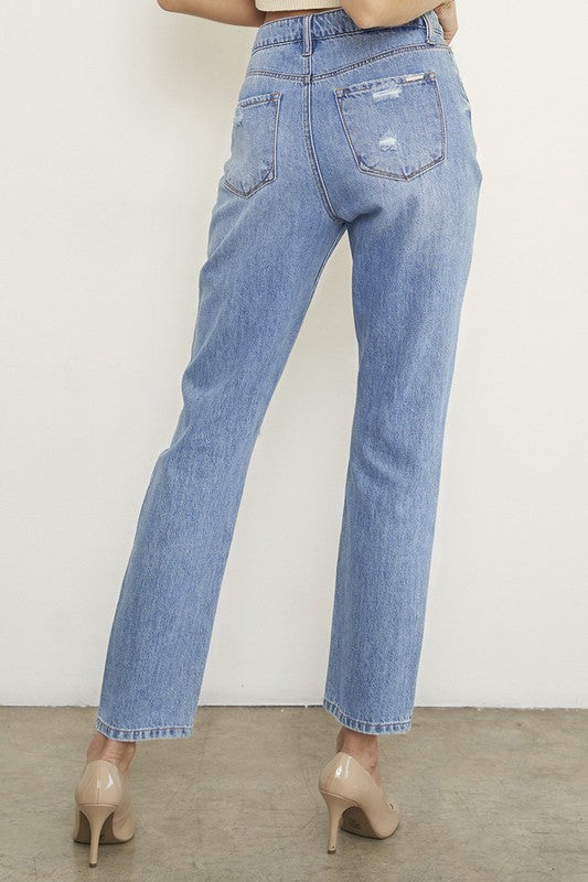 HIGH RISE DISTRESSED GIRLFRIEND JEANS Insane Gene