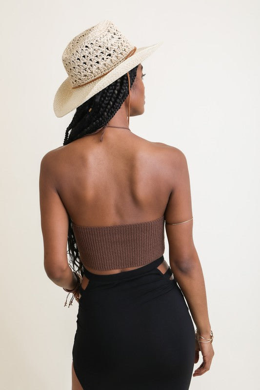 Lace-Up Halter Knit Bralette Leto Accessories