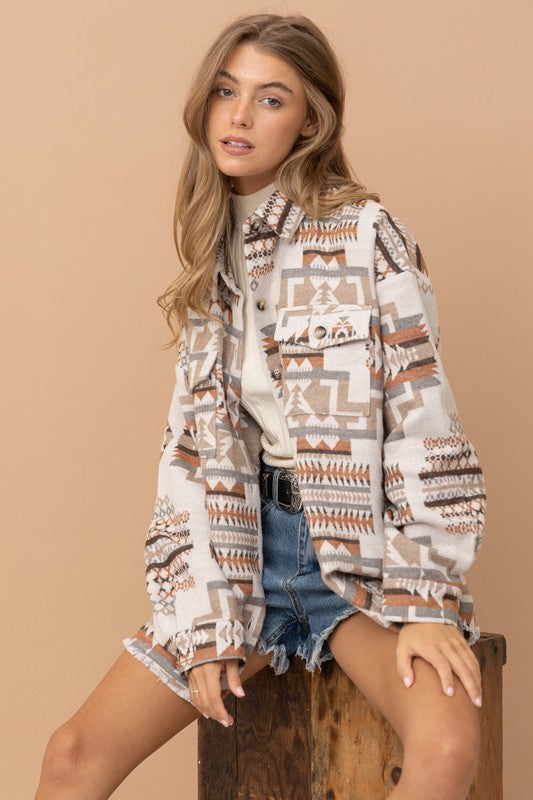 Aztec Western Shacket Blue B