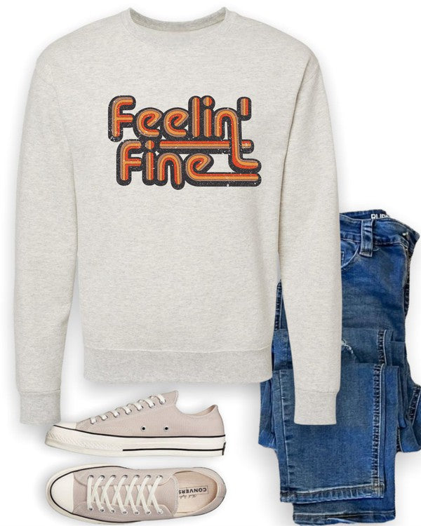 Feelin' Fine Groovy CrewNeck Sweatshirt Ocean and 7th