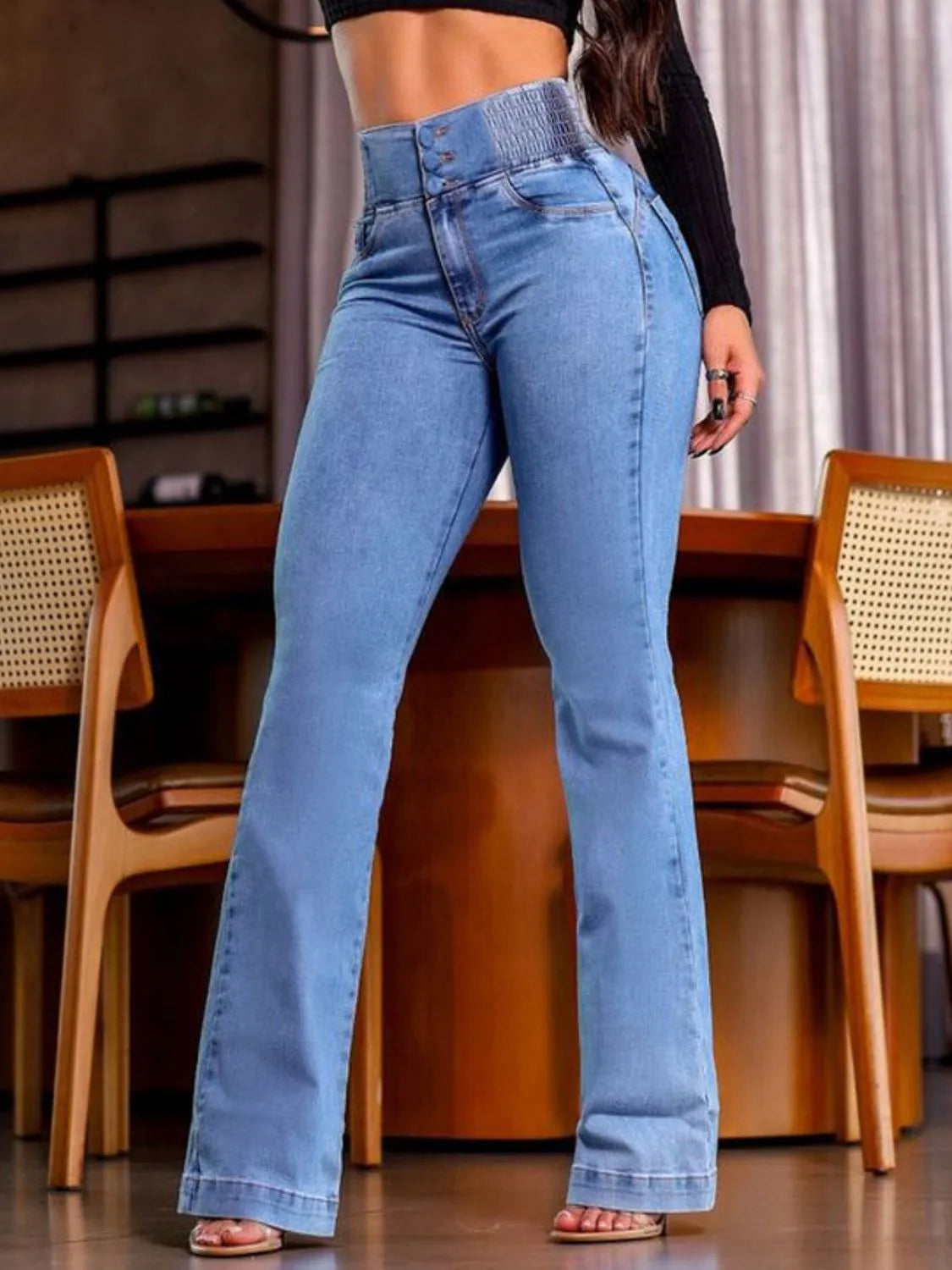 High Rise Bootcut Jeans Trendsi