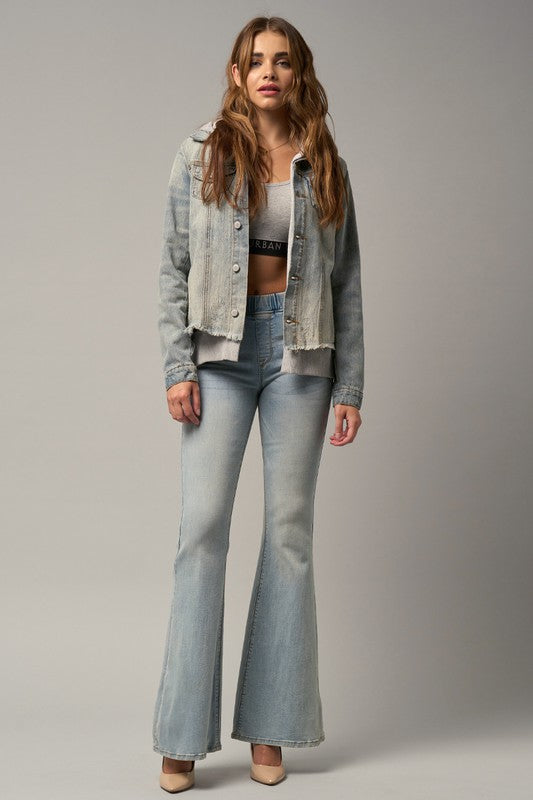 Elastic Banded Wide Flare Jeans Denim Lab USA