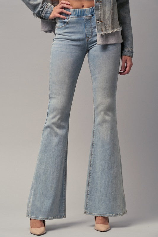 Elastic Banded Wide Flare Jeans Denim Lab USA