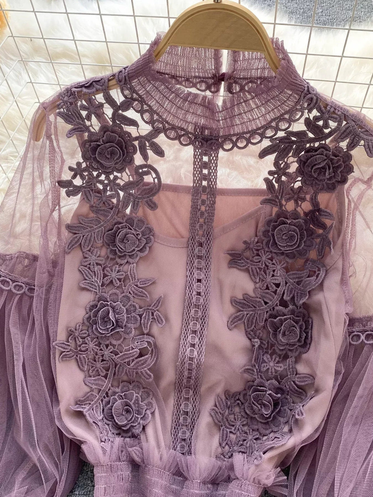 Floral Lace Blouse & Cami Set Trendsi