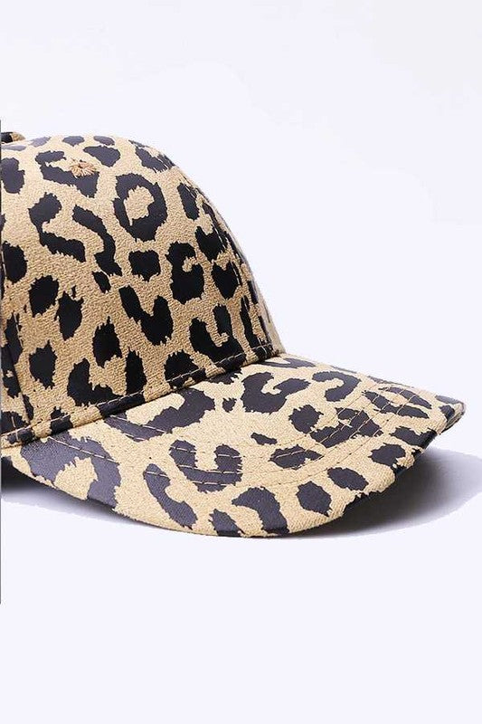 Leopard Printed Faux Suede Soft Cap Artini Accessories