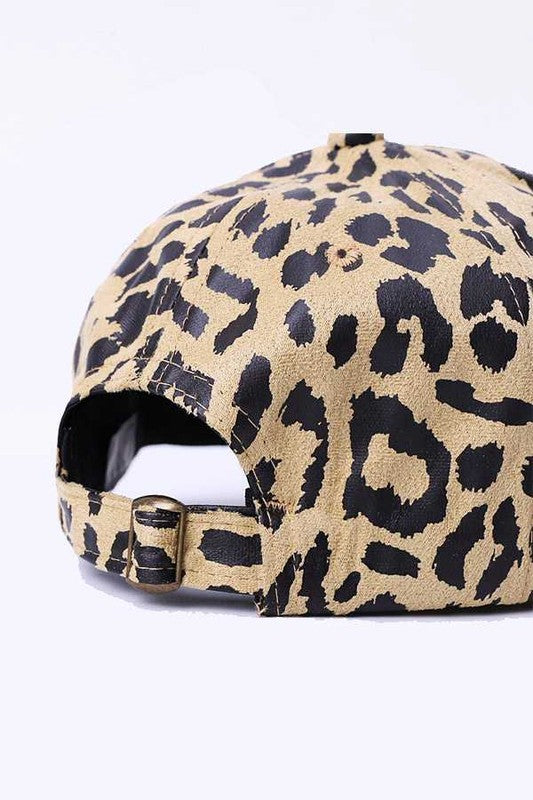 Leopard Printed Faux Suede Soft Cap Artini Accessories