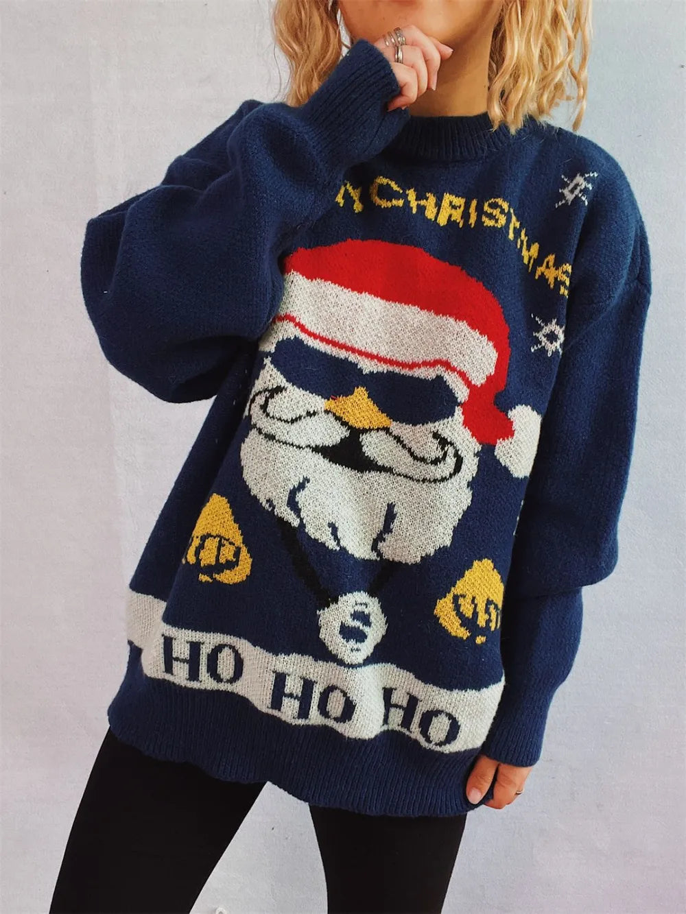 Santa Round Neck Long Sleeve Sweater 