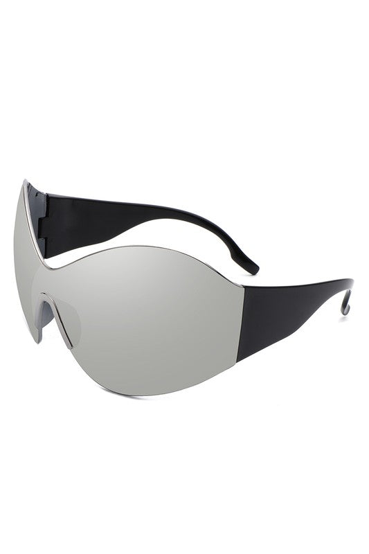 Fashion Rimless Oversized Wraparound Sunglasses Cramilo Eyewear