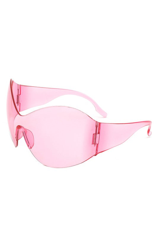 Fashion Rimless Oversized Wraparound Sunglasses Cramilo Eyewear