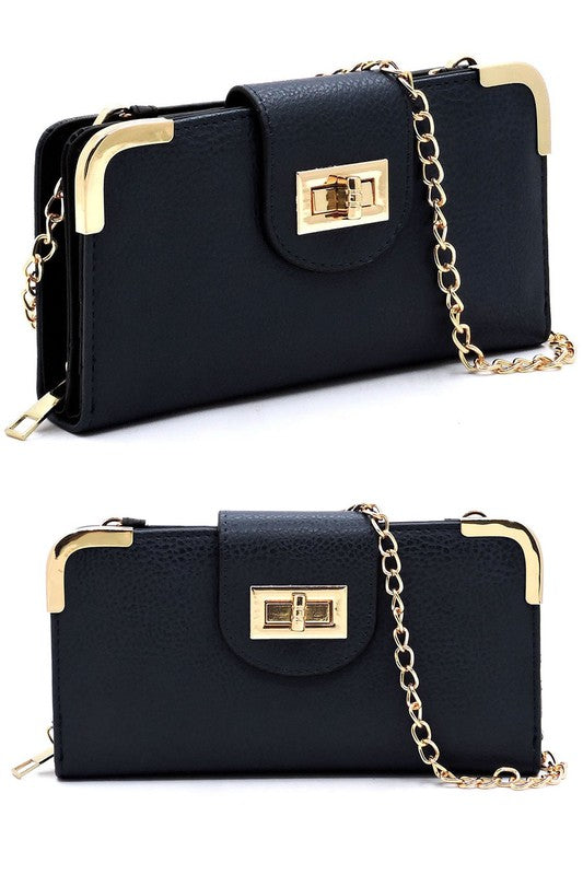 Fashion Turn Lock Crossbody Wallet Fashion World